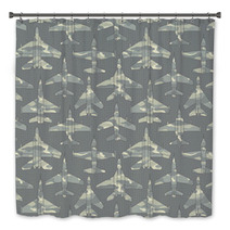 Seamless Pattern With Military Airplanes 02 Bath Decor 69412488