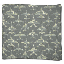 Seamless Pattern With Military Airplanes 02 Blankets 69412488