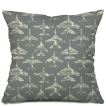 Seamless Pattern With Military Airplanes 02 Pillows 69412488