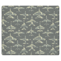 Seamless Pattern With Military Airplanes 02 Rugs 69412488