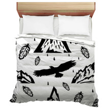 Seamless Pattern With Mountains And Eagles Bedding 187023958