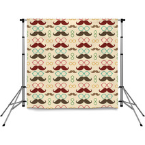 Seamless Pattern With Mustache And Glasses Backdrops 62623580
