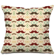 Seamless Pattern With Mustache And Glasses Pillows 62623580