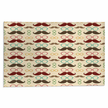 Seamless Pattern With Mustache And Glasses Rugs 62623580