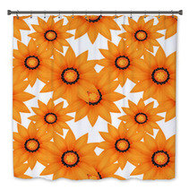 Seamless Pattern With Orange Flowers Bath Decor 67634482
