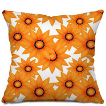 Seamless Pattern With Orange Flowers Pillows 67634482