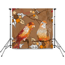 Seamless Pattern With Pair Of Budgies Backdrops 58829375