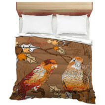 Seamless Pattern With Pair Of Budgies Bedding 58829375