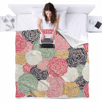 Seamless Pattern With Roses Blankets 51557197