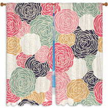 Seamless Pattern With Roses Window Curtains 51557197