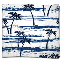 Seamless Pattern With Sea And Palm Trees Summer Background Blankets 81093181