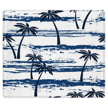 Seamless Pattern With Sea And Palm Trees Summer Background Rugs 81093181