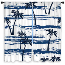 Seamless Pattern With Sea And Palm Trees Summer Background Window Curtains 81093181