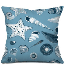 Seamless Pattern With Seashells Pillows 67662404