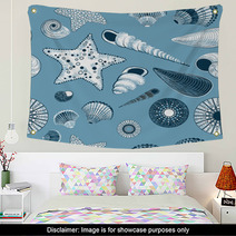 Seamless Pattern With Seashells Wall Art 67662404