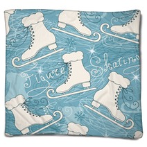 Seamless Pattern With Skates Blankets 77218139