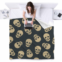 Seamless Pattern With Skulls Blankets 70893759