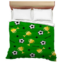 Seamless Pattern With Soccer Ball And Winner Cup Seamless Football Background Bedding 192463607