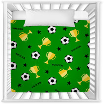 Seamless Pattern With Soccer Ball And Winner Cup Seamless Football Background Nursery Decor 192463607