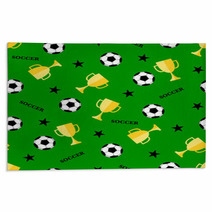 Seamless Pattern With Soccer Ball And Winner Cup Seamless Football Background Rugs 192463607