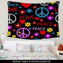 Seamless Pattern With Symbols Of The Hippie Wall Art 68060940