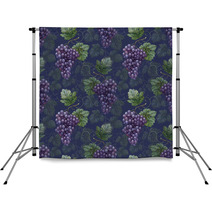 Seamless Pattern With Watercolor Grapes Backdrops 56248778