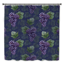 Seamless Pattern With Watercolor Grapes Bath Decor 56248778