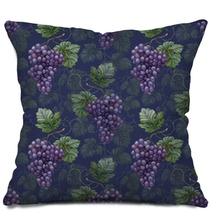Seamless Pattern With Watercolor Grapes Pillows 56248778