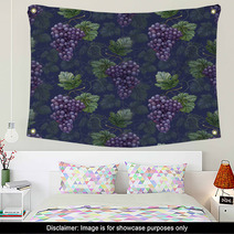 Seamless Pattern With Watercolor Grapes Wall Art 56248778