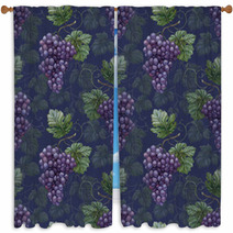Seamless Pattern With Watercolor Grapes Window Curtains 56248778
