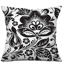 Seamless Pattern With White Flowers Pillows 63108462