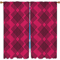 Seamless Pink Wallpaper Pattern With Black Ornament Window Curtains 46403544