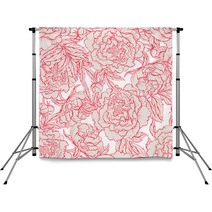 Seamless Red And Beige Peonies Backdrops 62978087