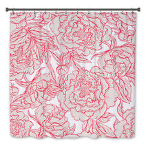 Seamless Red And Beige Peonies Bath Decor 62978087
