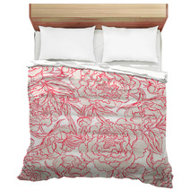 Seamless Red And Beige Peonies Bedding 62978087