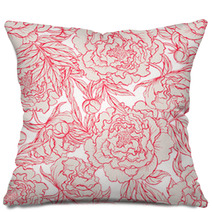 Seamless Red And Beige Peonies Pillows 62978087
