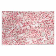 Seamless Red And Beige Peonies Rugs 62978087