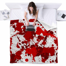 Seamless Red Bloody Ink Color Splats Pattern Blankets 58212828