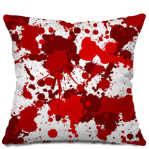Seamless Red Bloody Ink Color Splats Pattern Pillows 58212828