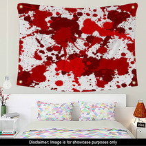 Seamless Red Bloody Ink Color Splats Pattern Wall Art 58212828