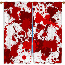 Seamless Red Bloody Ink Color Splats Pattern Window Curtains 58212828
