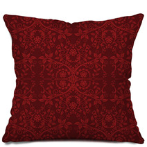Seamless Red Floral Wallpaper Pillows 27911008
