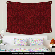 Seamless Red Floral Wallpaper Wall Art 27911008