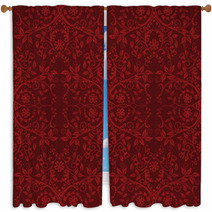 Seamless Red Floral Wallpaper Window Curtains 27911008