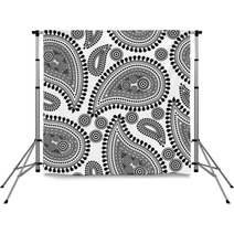 Seamless Repeating Paisley Pattern In Black And White Backdrops 10525421