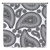 Seamless Repeating Paisley Pattern In Black And White Bath Decor 10525421