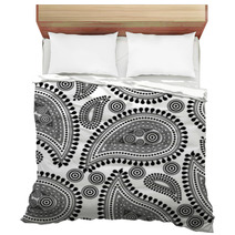 Seamless Repeating Paisley Pattern In Black And White Bedding 10525421