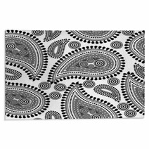 Seamless Repeating Paisley Pattern In Black And White Rugs 10525421