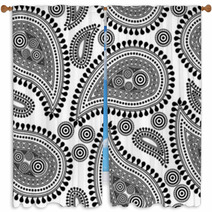 Seamless Repeating Paisley Pattern In Black And White Window Curtains 10525421