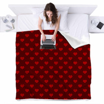 Seamless Retro Style Pattern With Hearts. Vector Blankets 67493870